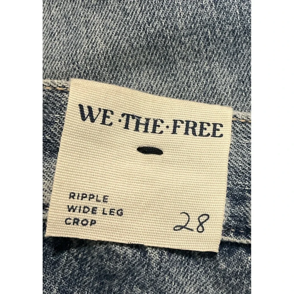 Free People We The Free Women's Size 28 Ripple Wide-Leg Pieced Cropped Jeans - Picture 6 of 16